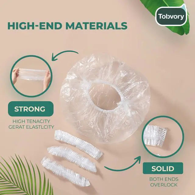Alt view image 3 of 7 - Disposable Shower Caps - 100PCS Shower Cap Waterproof Plastic Shower Cap For Women Men For Hair - Extra Elastic Large Shower Caps For Bath, Hair Treatment, Conditioning In Home Hotel Travel