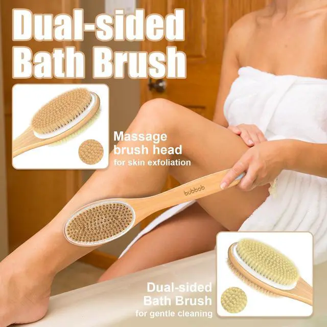 Alt view image 4 of 7 - Back Scrubber for Shower,Bath Brush with Long Handle,Men and Women (Blue)