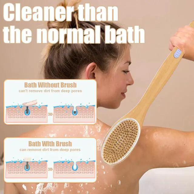 Alt view image 6 of 7 - Back Scrubber for Shower,Bath Brush with Long Handle,Men and Women (Blue)