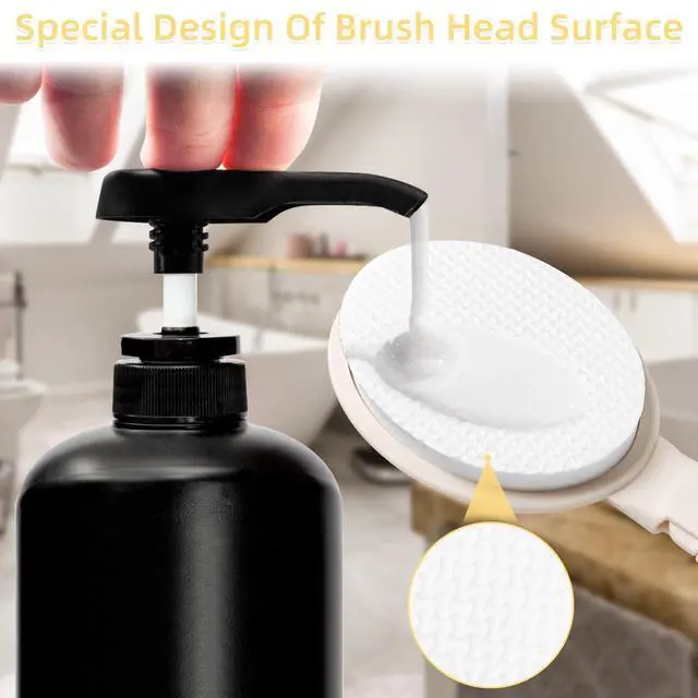 Alt view image 6 of 6 - 19" Long Handle Shower Sponge Brush Set, 3 in 1 Body Brush, Bath Sponge and Lotion Applicator Improved Skin Health, Suitable for Men and Women (White Brush-1P)