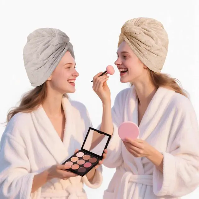 Alt view image 3 of 7 - 2 Packs Single Layer Microfiber Hair Drying Towel Wrap for Women, Hair Turbans Towel for Wet Hair,turbie Twist Hair Towels(Gray Color + Brown Color)