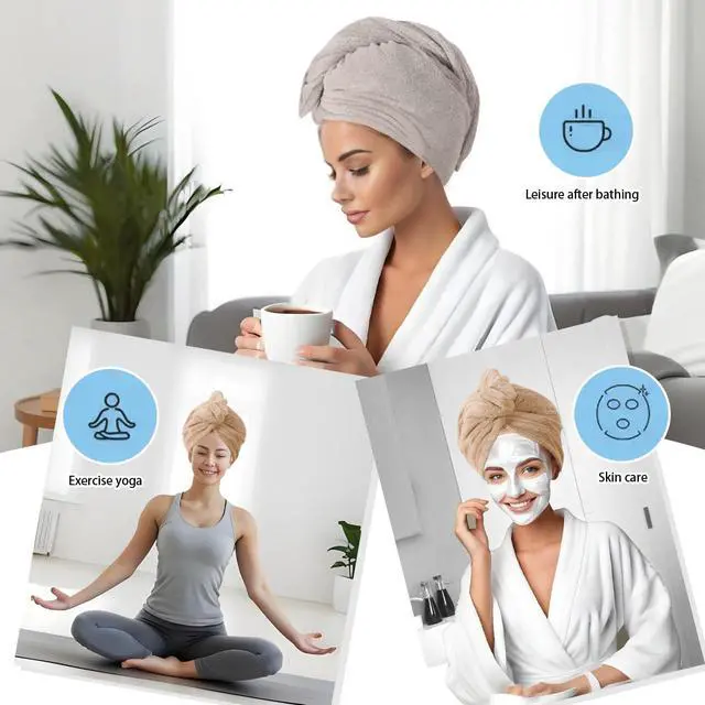 Alt view image 4 of 7 - 2 Packs Single Layer Microfiber Hair Drying Towel Wrap for Women, Hair Turbans Towel for Wet Hair,turbie Twist Hair Towels(Gray Color + Brown Color)