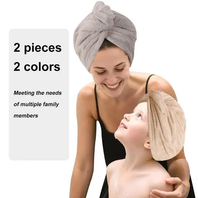 Alt view image 6 of 7 - 2 Packs Single Layer Microfiber Hair Drying Towel Wrap for Women, Hair Turbans Towel for Wet Hair,turbie Twist Hair Towels(Gray Color + Brown Color)