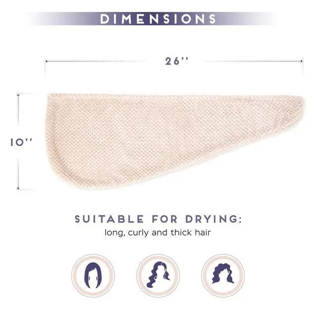 Alt view image 5 of 6 - 2 Pack Microfiber Hair Towel Wrap for Women, Anti Frizz Quick Drying Hair Turban for All Hair Style, Absorbent and Lightweight (Beige + Grey)