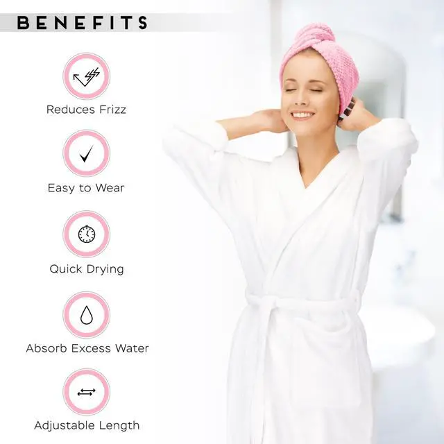 Alt view image 4 of 6 - 2 Pack Microfiber Hair Towel Wrap for Women, Anti Frizz Quick Drying Hair Turban for All Hair Style, Absorbent and Lightweight (Pink)