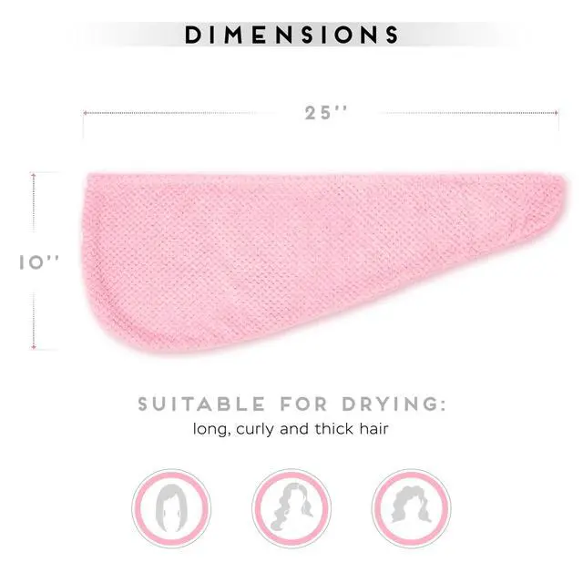 Alt view image 5 of 6 - 2 Pack Microfiber Hair Towel Wrap for Women, Anti Frizz Quick Drying Hair Turban for All Hair Style, Absorbent and Lightweight (Pink)