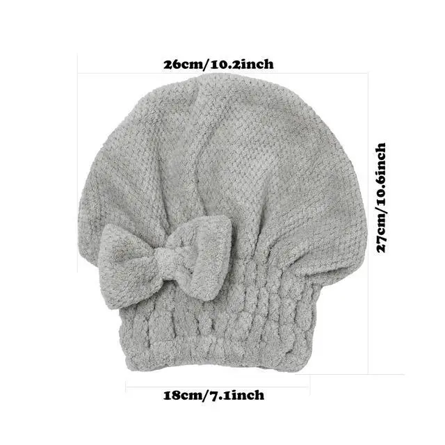 Alt view image 5 of 6 - Microfiber Hair Towel, Hair Towel Cap,Absorbent Hair Turban Towel,Hair Drying Towel to Dry Curly or Straight Short Hair Quickly(Pink&Gray)