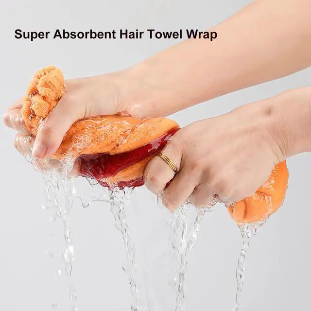 Alt view image 4 of 7 - 2Pcs Microfiber Hair Drying Towel Cap Ultra Absorbent Hair Towel Wrap Dry Turban for Women Cute Bow Soft Thick Fluffy Shower Cap for Girls Kids (Pink+Blue)