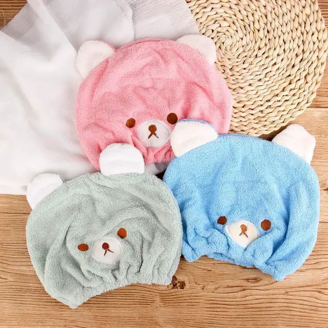 Alt view image 2 of 7 - 3Pcs Hair Drying Towel for Kids Girls Soft Absorbent Kids Dry Hair Cap Kids Hair Towel Wrap Head Towel Wraps for Kids