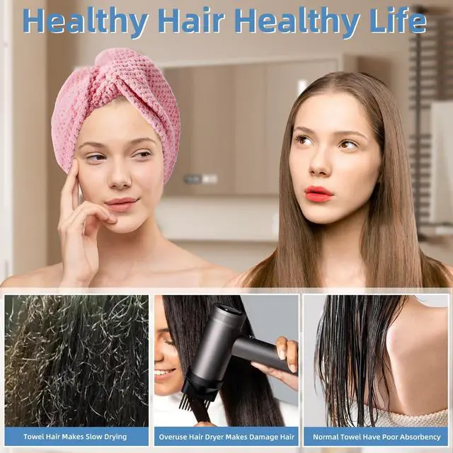Alt view image 6 of 7 - Hair Towel Wrap, 4 Packs 9.8 x 25.6 Inch Towel Turbans for Wet Hair, Dry Hair Towel, Headbands for Curly and Long Hair - Bathroom Must-Have for Ladies