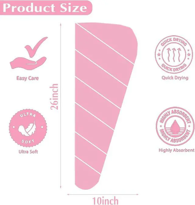 Alt view image 2 of 7 - 3 Pack Microfiber Hair Towel Wrap for Women, Fast Drying Hair Turban with Button, Anti-Frizz Large Hair Towel for All Hair Styles, Soft & Absorbent Hair Drying Towel