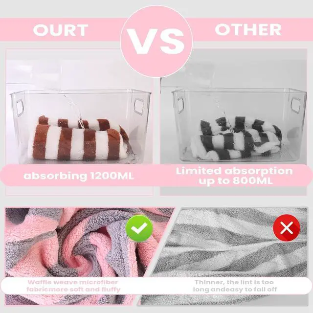 Alt view image 4 of 7 - 3 Pack Microfiber Hair Towel Wrap for Women, Fast Drying Hair Turban with Button, Anti-Frizz Large Hair Towel for All Hair Styles, Soft & Absorbent Hair Drying Towel