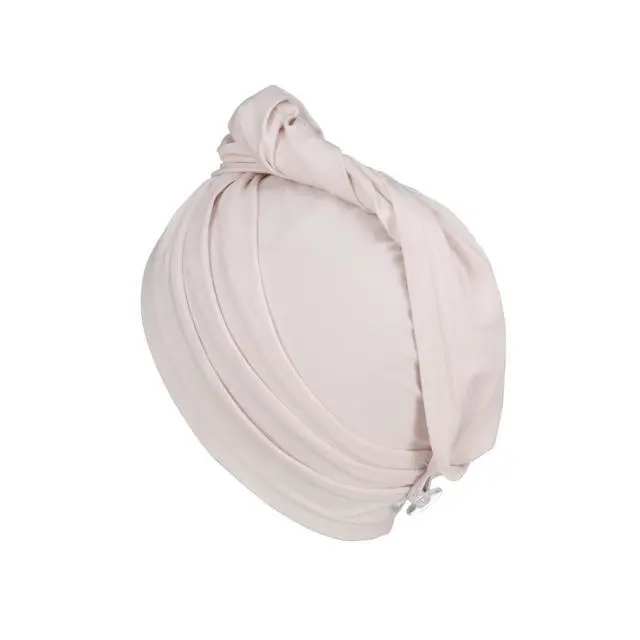 Alt view image 5 of 7 - T-Shirt Hair Plopping Towel for All Textures - Cotton Blend Water Absorption Turban with Secure Button - Moisture Gentle Styling and Setting Wrap - Pink