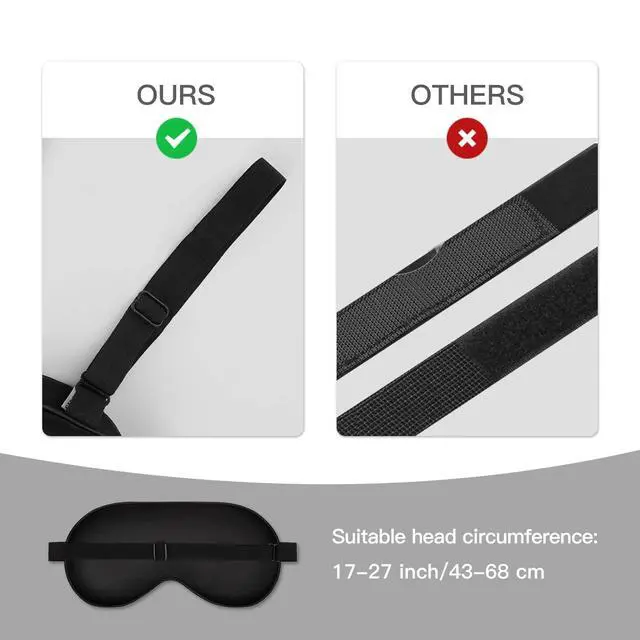 Alt view image 3 of 6 - Sleep Mask, Silk Eye Mask for Sleeping with Adjustable Strap, Satin Blackout Sleeping Eye Mask for Men&Women, Comfortable Blindfold Eyeshade for Night Sleep(Black)