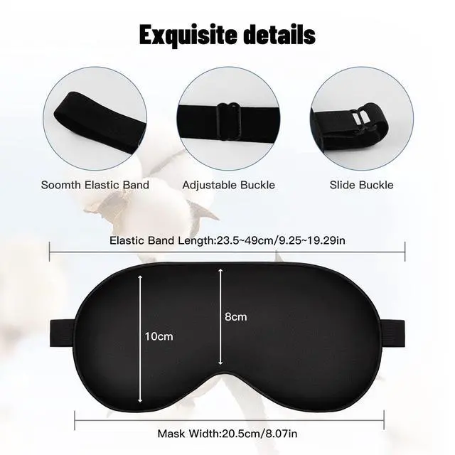 Alt view image 4 of 6 - Sleep Mask, Silk Eye Mask for Sleeping with Adjustable Strap, Satin Blackout Sleeping Eye Mask for Men&Women, Comfortable Blindfold Eyeshade for Night Sleep(Black)