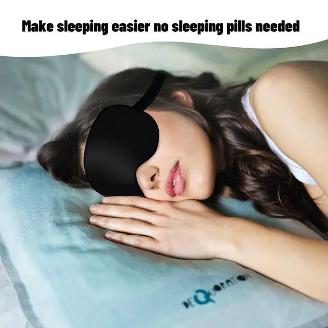Alt view image 5 of 6 - Sleep Mask, Silk Eye Mask for Sleeping with Adjustable Strap, Satin Blackout Sleeping Eye Mask for Men&Women, Comfortable Blindfold Eyeshade for Night Sleep(Black)