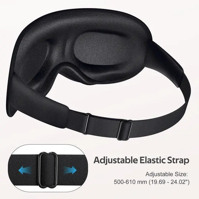 Alt view image 6 of 7 - Sleep Mask for Men Women - 100% Blackout Eye Masks for Sleep - 3D Soft Sleeping Mask for Side Sleepers - Zero Pressure Lash Extensions Eye Cover Shade for Airplane Travel Essentials, Black