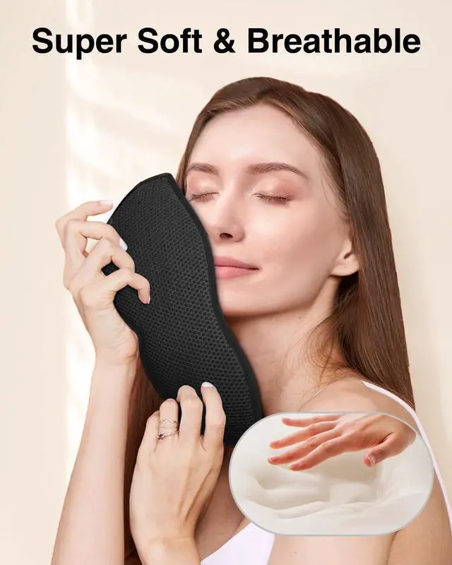 Alt view image 5 of 7 - Sleep Mask for Side Sleeper, Eye Mask for Sleeping Women Men, 3D Contoured Cup No Eye Pressure 100% Light Blocking Sleeping Mask with Adjustable Strap Night Blindfold Flight, Travel, Nap, Black