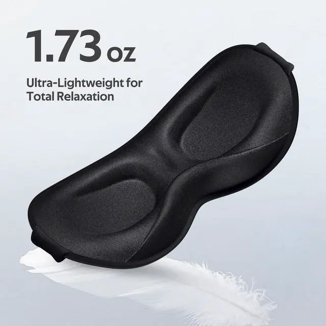 Alt view image 7 of 7 - Sleep Mask for Men Women - 100% Blackout Eye Masks for Sleep - 3D Soft Sleeping Mask for Side Sleepers - Zero Pressure Lash Extensions Eye Cover Shade for Airplane Travel Essentials, Black