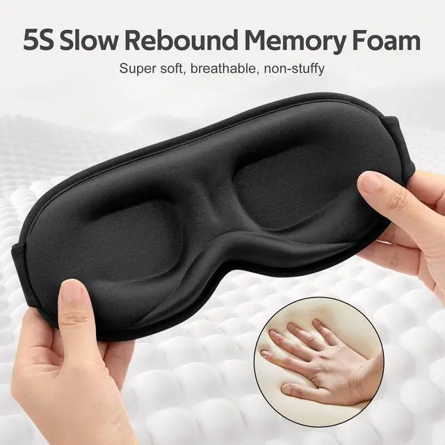 Alt view image 5 of 7 - Sleep Mask for Men Women - 100% Blackout Eye Masks for Sleep - 3D Soft Sleeping Mask for Side Sleepers - Zero Pressure Lash Extensions Eye Cover Shade for Airplane Travel Essentials, Black