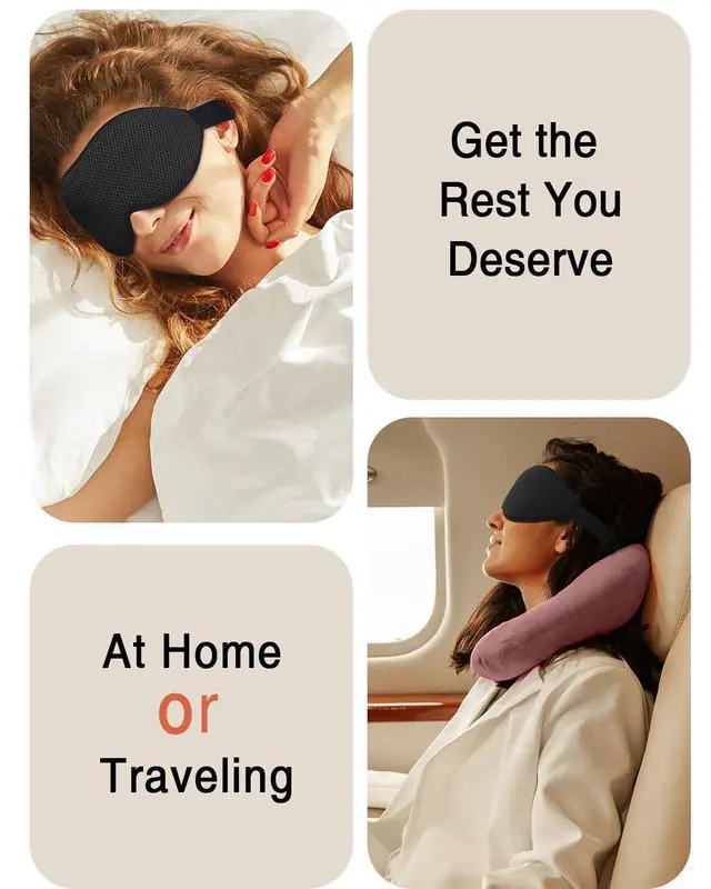 Alt view image 7 of 7 - Sleep Mask for Side Sleeper, Eye Mask for Sleeping Women Men, 3D Contoured Cup No Eye Pressure 100% Light Blocking Sleeping Mask with Adjustable Strap Night Blindfold Flight, Travel, Nap, Black