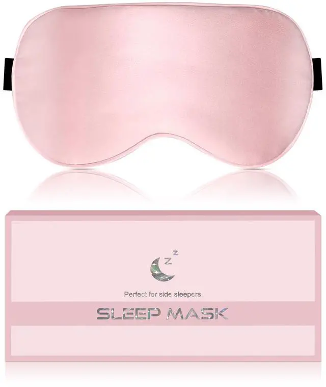 Main image of Silk Sleep Mask for Women - Soft Breathable Organic Natural Mulberry Silk Fabric Blackout Eye Mask for Sleeping with Adjustable Straps No Pressure Eye Mask for Travel Essentials Gifts (Pink)