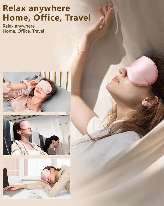 Alt view image 4 of 7 - Silk Sleep Mask for Women - Soft Breathable Organic Natural Mulberry Silk Fabric Blackout Eye Mask for Sleeping with Adjustable Straps No Pressure Eye Mask for Travel Essentials Gifts (Pink)