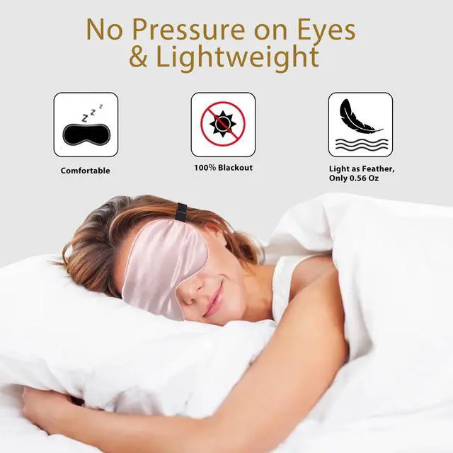 Alt view image 3 of 7 - 4 Pack Silk Sleep Mask - 100% Blackout, Zero Eye Pressure, Blindfold with Adjustable Strap, Super Soft Travel Eye Covers (Black, Pink, Blue, Purple)
