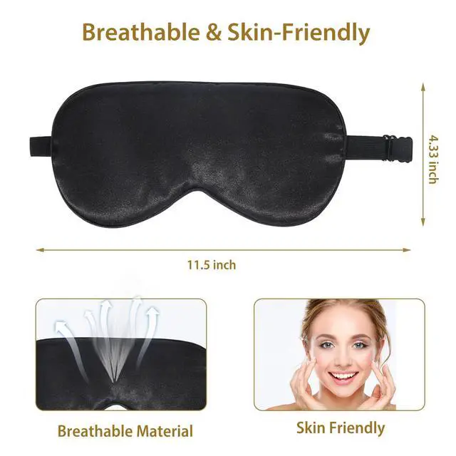 Alt view image 5 of 7 - 4 Pack Silk Sleep Mask - 100% Blackout, Zero Eye Pressure, Blindfold with Adjustable Strap, Super Soft Travel Eye Covers (Black, Pink, Blue, Purple)