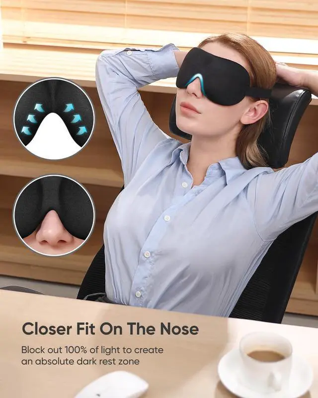 Alt view image 4 of 7 - Sleep Mask for Side Sleeper 3 Pack, Blackout 3D Eye Mask for Sleeping, Night Blindfold for Men Women