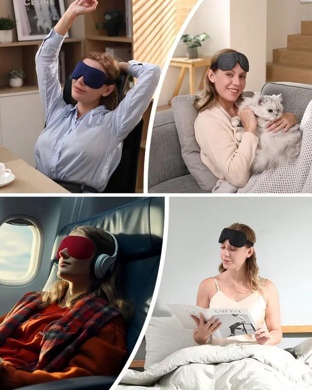 Alt view image 6 of 7 - Sleep Mask for Side Sleeper 3 Pack, Blackout 3D Eye Mask for Sleeping, Night Blindfold for Men Women