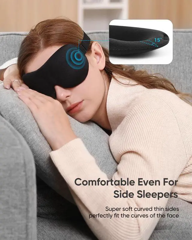 Alt view image 2 of 7 - Sleep Mask for Side Sleeper 3 Pack, Blackout 3D Eye Mask for Sleeping, Night Blindfold for Men Women