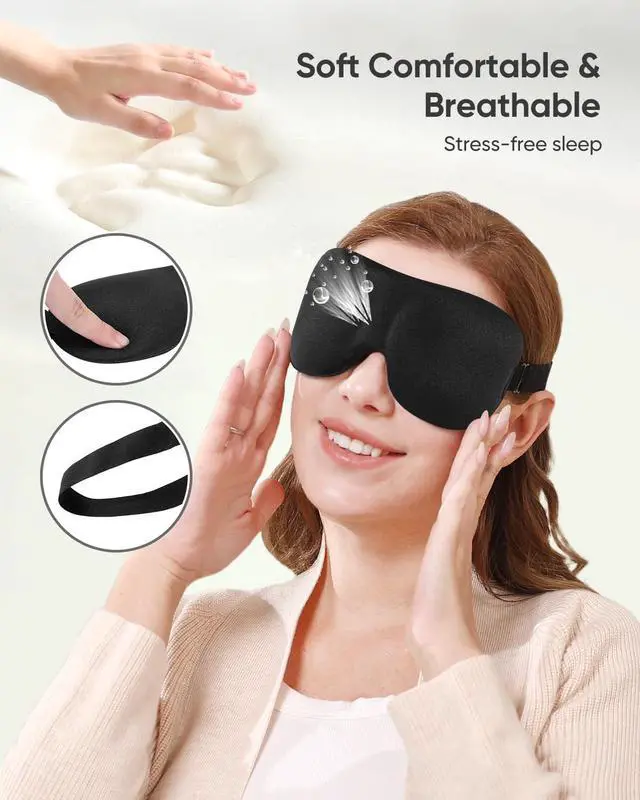 Alt view image 7 of 7 - Sleep Mask for Side Sleeper 3 Pack, Blackout 3D Eye Mask for Sleeping, Night Blindfold for Men Women