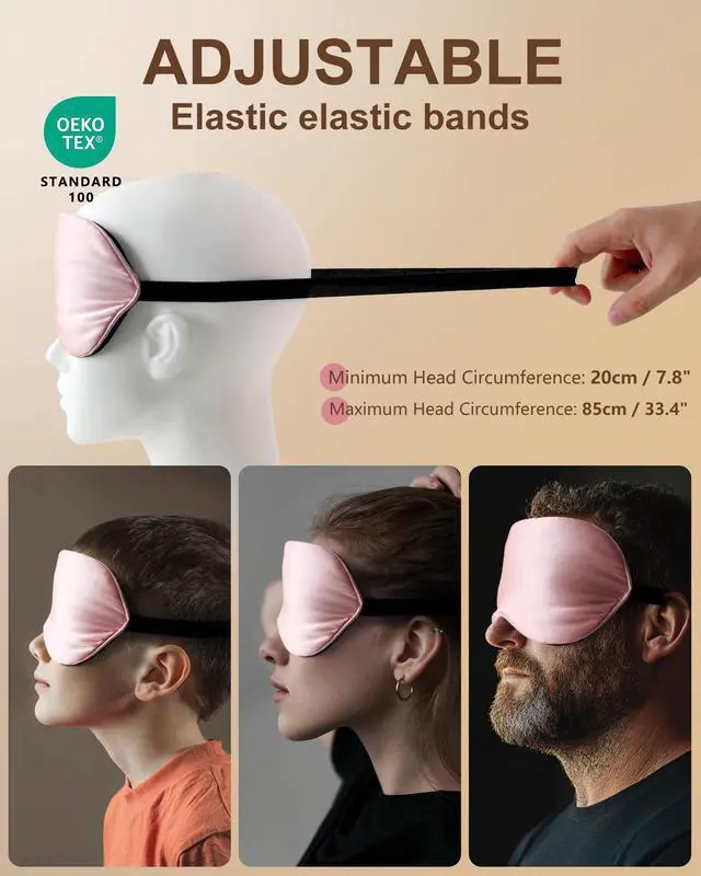 Alt view image 6 of 7 - Silk Sleep Mask for Women - Soft Breathable Organic Natural Mulberry Silk Fabric Blackout Eye Mask for Sleeping with Adjustable Straps No Pressure Eye Mask for Travel Essentials Gifts (Pink)