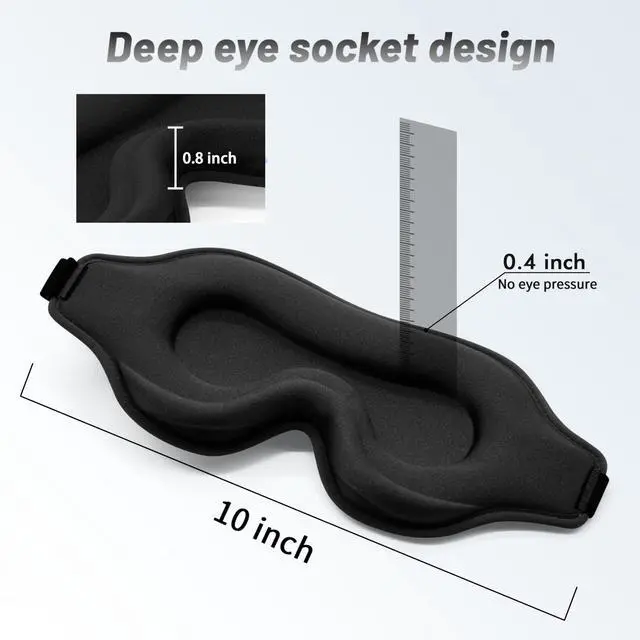 Alt view image 3 of 7 - Sleep Eye Mask for Men Women, Lash Extensions 3D Sleeping Mask, Travel Blackout Night Blindfold Eye Shade Cover with Adjustable Strap (Black)