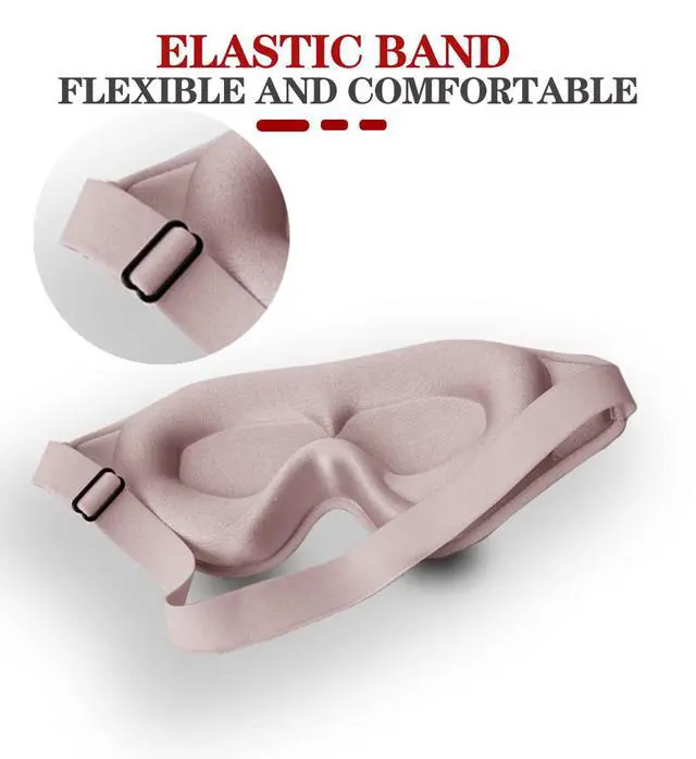 Alt view image 4 of 7 - Sleep Mask, 3D Deep Contoured Eye Covers for Sleeping, 99% Block Out Light Eye Mask,Zero Pressure Cup Blindfold for Men Women, with Adjustable Strap for Sleeping, Yoga, Traveling (Pink)