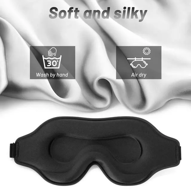 Alt view image 5 of 7 - Sleep Eye Mask for Men Women, Lash Extensions 3D Sleeping Mask, Travel Blackout Night Blindfold Eye Shade Cover with Adjustable Strap (Black)