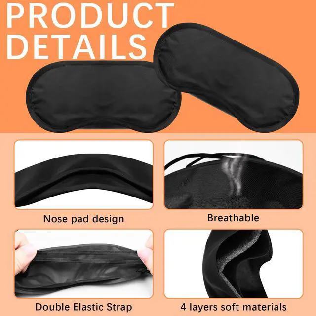 Alt view image 3 of 7 - 40 Pcs Eye Mask Sleep Masks Bulk Blindfolds for Team Building Party Games with Nose Pad and Adjustable Strap for Women Men 4 Layers Black Blindfold Sleeping Mask