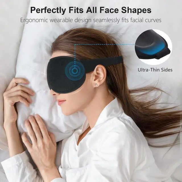Alt view image 4 of 7 - 100% Blackout Sleep Eye Mask for Women Men, Zero Pressure Sleeping Mask - Ergonomic Design 3D Cutout Eye Movement and Eyelash Friendly Night Blindfold, Ultra Soft Comfortable for Sleeping