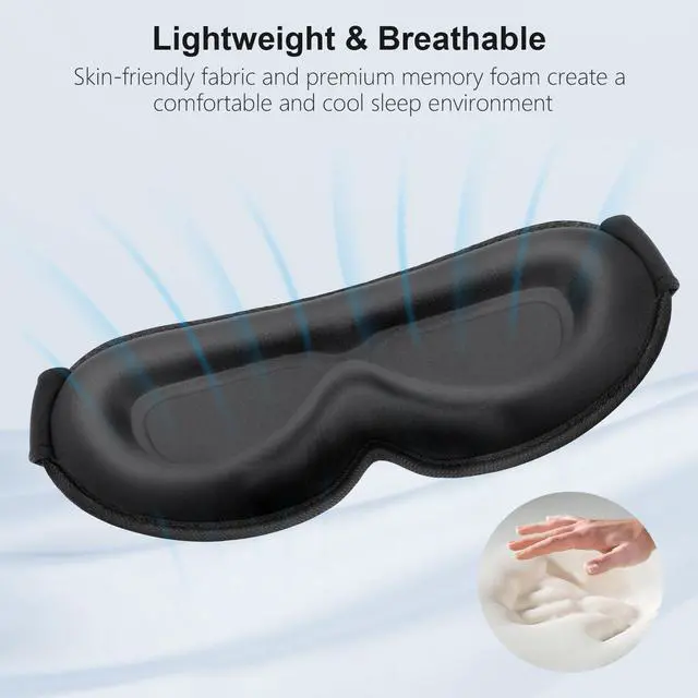 Alt view image 6 of 7 - 100% Blackout Sleep Eye Mask for Women Men, Zero Pressure Sleeping Mask - Ergonomic Design 3D Cutout Eye Movement and Eyelash Friendly Night Blindfold, Ultra Soft Comfortable for Sleeping