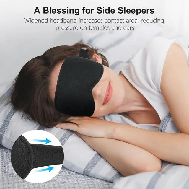 Alt view image 5 of 7 - 100% Blackout Sleep Eye Mask for Women Men, Zero Pressure Sleeping Mask - Ergonomic Design 3D Cutout Eye Movement and Eyelash Friendly Night Blindfold, Ultra Soft Comfortable for Sleeping