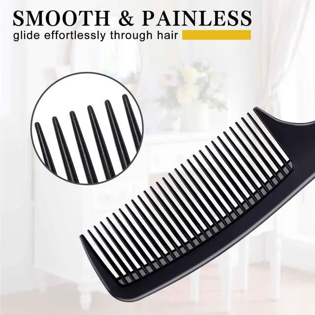 Alt view image 2 of 7 - 4 Pieces Combs for Women and Man, Premium Black Carbon Fiber Hair Comb Set for Teasing and Parting, Professional Combs for Hair Stylist, Fine and Wide Tooth Styling Comb for All Hair Types