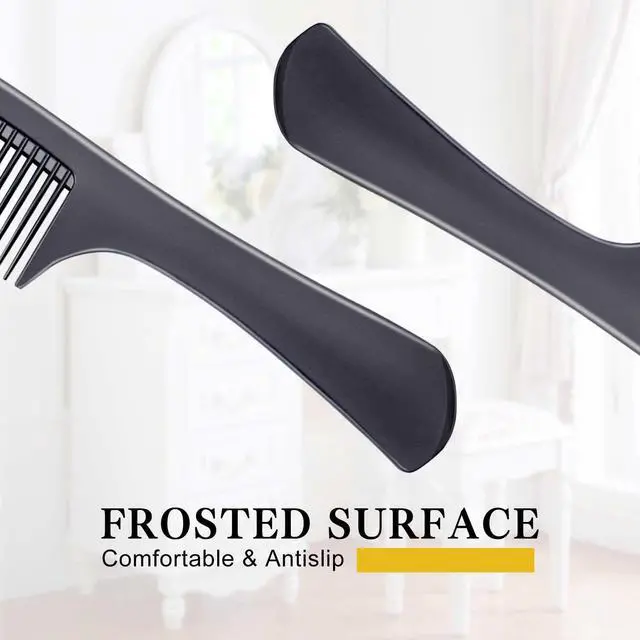 Alt view image 3 of 7 - 4 Pieces Combs for Women and Man, Premium Black Carbon Fiber Hair Comb Set for Teasing and Parting, Professional Combs for Hair Stylist, Fine and Wide Tooth Styling Comb for All Hair Types
