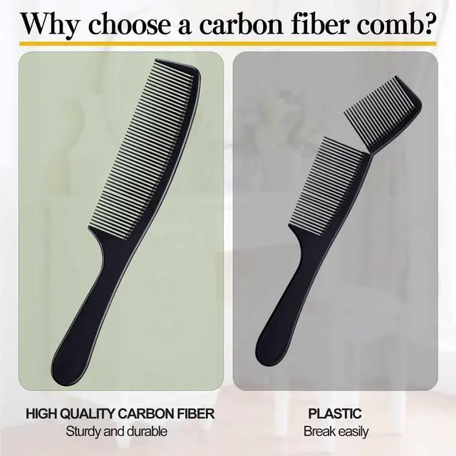 Alt view image 4 of 7 - 4 Pieces Combs for Women and Man, Premium Black Carbon Fiber Hair Comb Set for Teasing and Parting, Professional Combs for Hair Stylist, Fine and Wide Tooth Styling Comb for All Hair Types