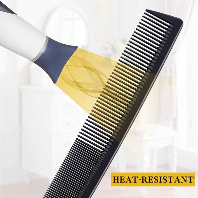 Alt view image 5 of 7 - 4 Pieces Combs for Women and Man, Premium Black Carbon Fiber Hair Comb Set for Teasing and Parting, Professional Combs for Hair Stylist, Fine and Wide Tooth Styling Comb for All Hair Types