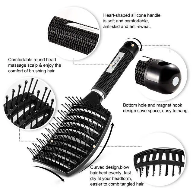Alt view image 2 of 7 - Hair Brush, Professional Curved Vented Brush for Faster Blow Drying for Women, Men, Paddle Detangling Brush for Wet Dry Curly Thick Straight Hair