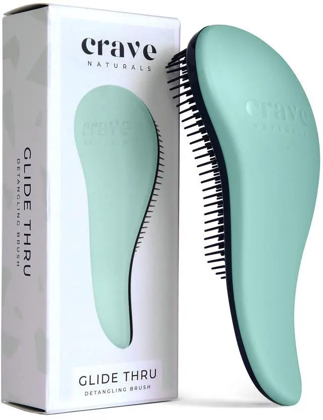 Main image of Glide Thru Detangling Hairbrush that Glides Through Tangles For Wet, Dry and Damaged Hair - Gentle Detangler Styling Tool for Adults, Kids, Men and Women - 7.5 x 3 in, Turquoise