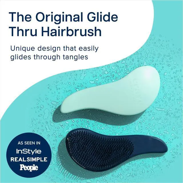 Alt view image 2 of 7 - Glide Thru Detangling Hairbrush that Glides Through Tangles For Wet, Dry and Damaged Hair - Gentle Detangler Styling Tool for Adults, Kids, Men and Women - 7.5 x 3 in, Turquoise