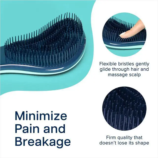 Alt view image 3 of 7 - Glide Thru Detangling Hairbrush that Glides Through Tangles For Wet, Dry and Damaged Hair - Gentle Detangler Styling Tool for Adults, Kids, Men and Women - 7.5 x 3 in, Turquoise