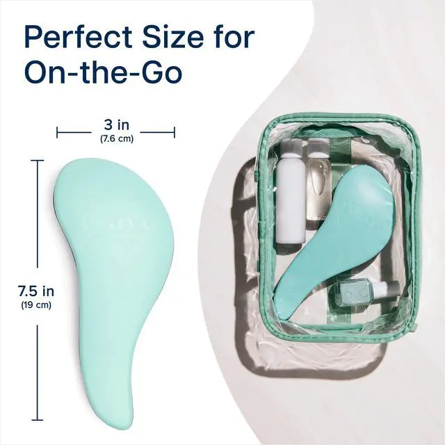Alt view image 6 of 7 - Glide Thru Detangling Hairbrush that Glides Through Tangles For Wet, Dry and Damaged Hair - Gentle Detangler Styling Tool for Adults, Kids, Men and Women - 7.5 x 3 in, Turquoise